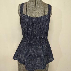 CAbi Peplum Blue Dotted Camisole Blouse
